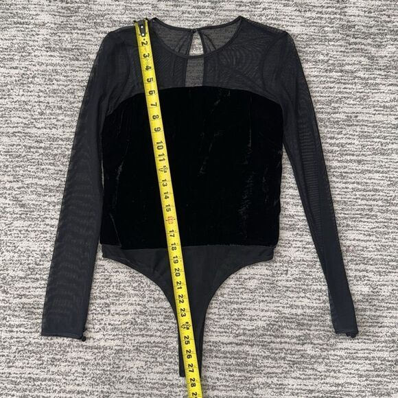 NWT Cinq a Sept Black Velvet/Mesh Bodysuit Small - Picture 8 of 13